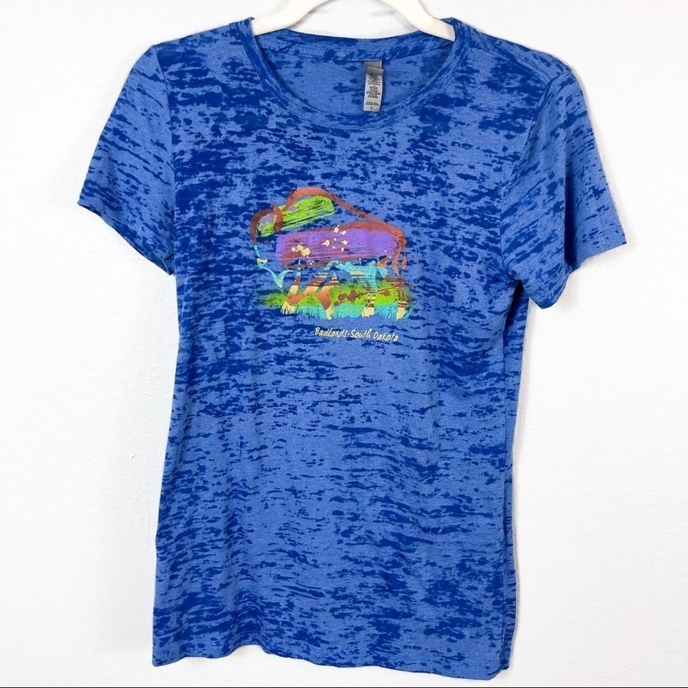 SOUTH DAKOTA Badlands Blue Marbled Tee Size L